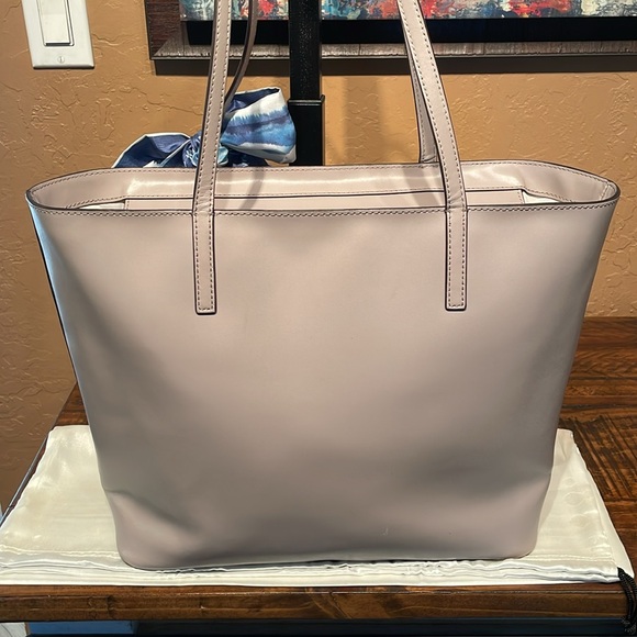 Kate Spade Janie Grayish Taupe Smooth Leather Tote EUC - Picture 6 of 13